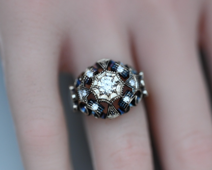 Vintage Art Deco Style Statement Ring 18K Gold .40 ct Center Diamond2