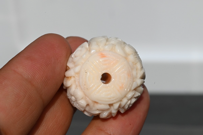 Large Natural Angel Skin Coral Carved Beads Japanese or Chinese6