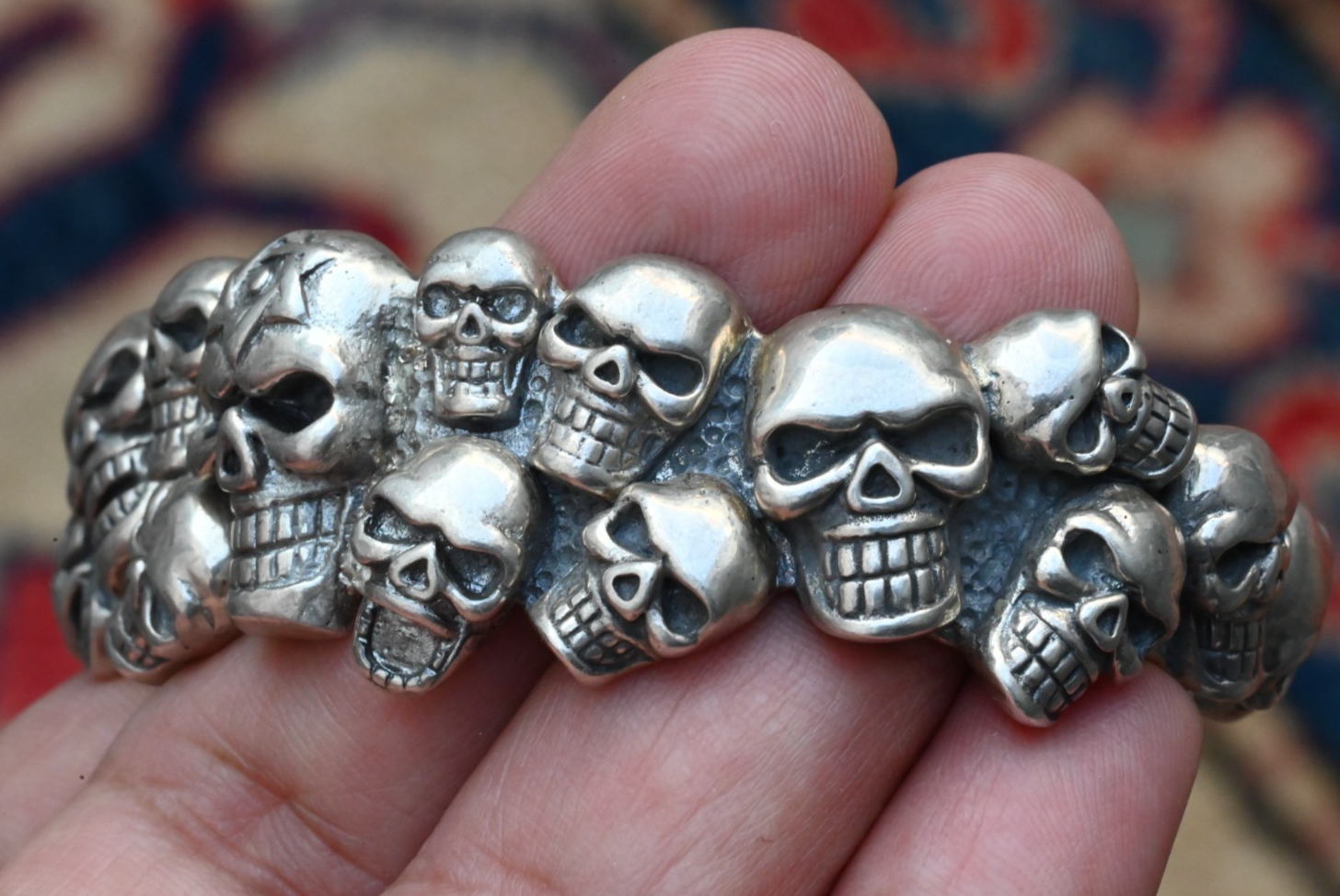 Fantastic Sterling Silver Cuff Bracelet with Skull Design4