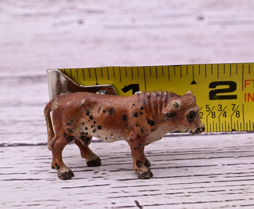 Tiny Antique Austrian Vienna Cold Painted Bronze Figure of a Brown Bull7
