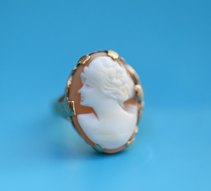 Superb Antique Carved Cameo & 10K Yellow Gold Ring3
