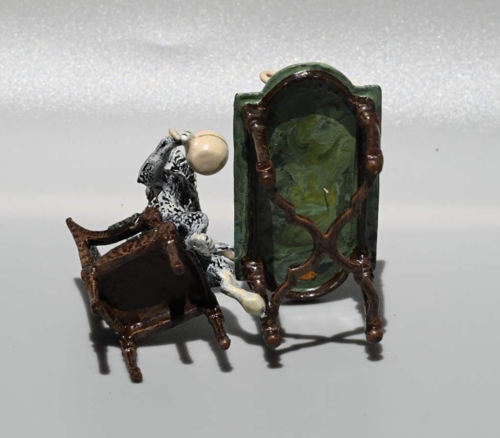 Fritz Bergmann Austrian Vienna Cold Painted Bronze Figure of Cat Having Tea11