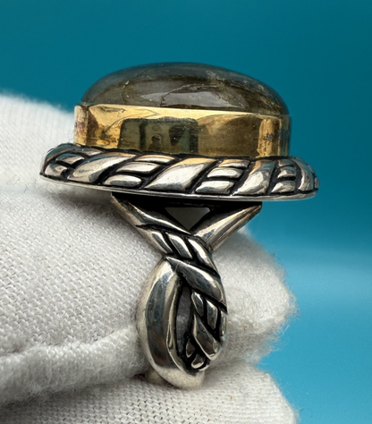 Carolyn Pollack/Relios Sterling Silver & 18k Gold Bezel Set Ring w/ Labradorite4