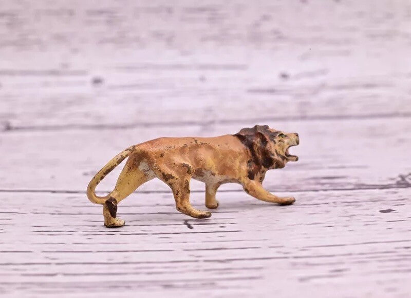 Gorgeous Antique Austrian Vienna Cold Painted Bronze Figure of Male Lion1