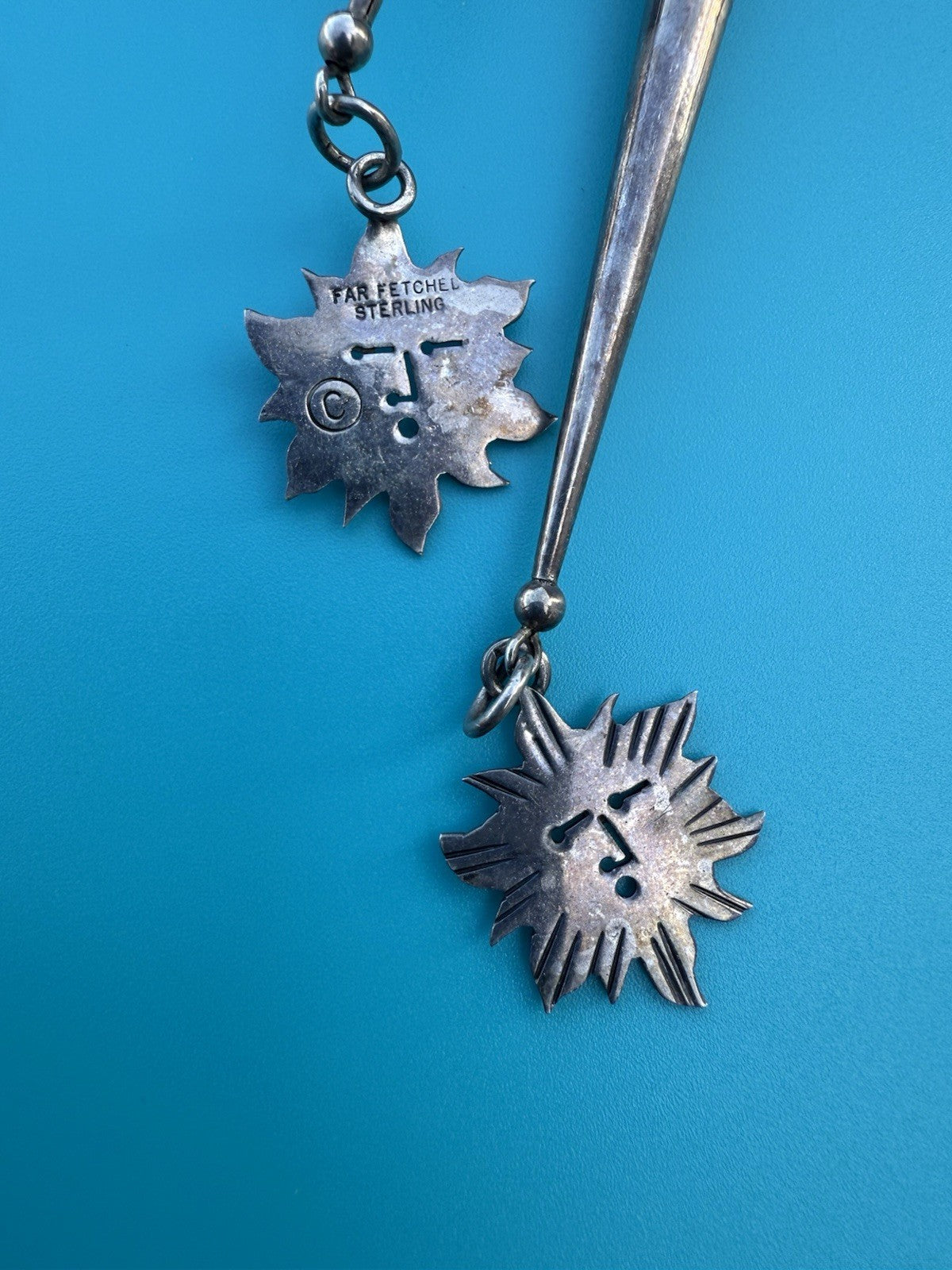 Amazing Native American Navajo Sterling Silver Turquoise Far Fetchel Bolo8