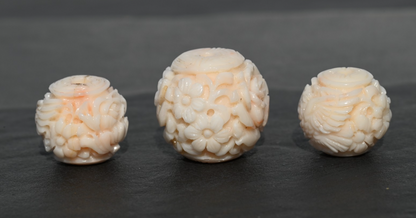 Large Natural Angel Skin Coral Carved Beads Japanese or Chinese5