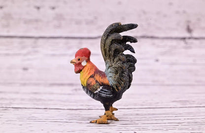 Early Antique Austrian Vienna Cold Painted Bronze Figure of Miniature Rooster2