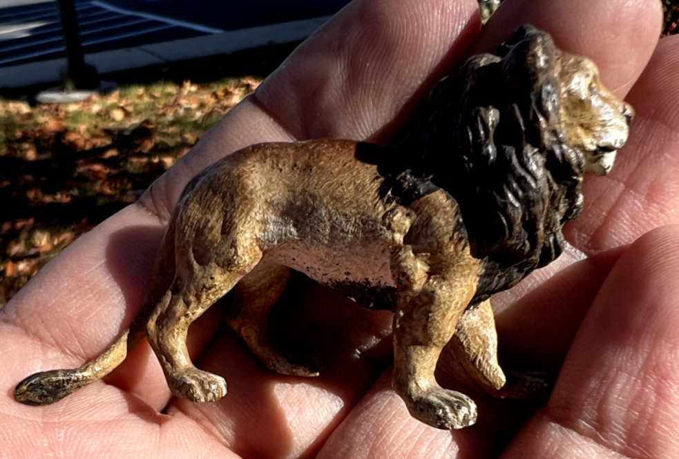 Antique Austrian Vienna Cold Painted Bronze Figure of Standing Lion4