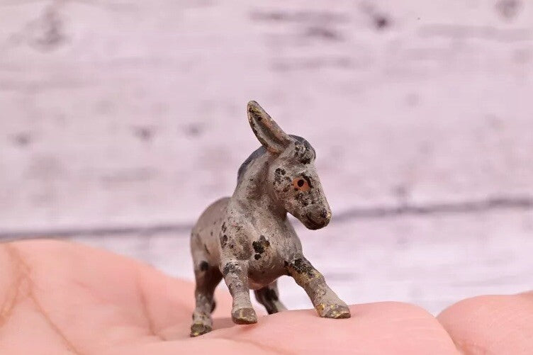 Amazing Antique Austrian Vienna Cold Painted Bronze Figure of Running Donkey2