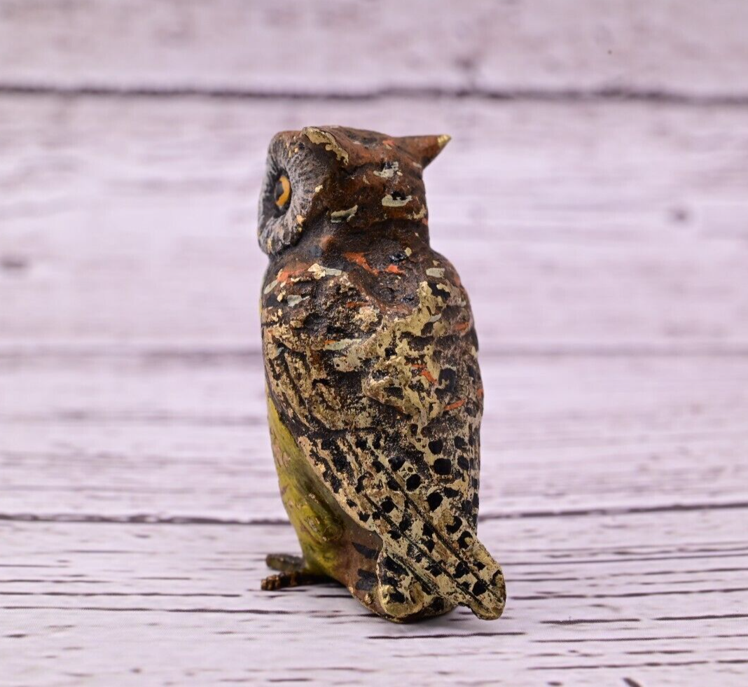 High Quality Antique Austrian Vienna Cold Painted Bronze Figure of Owl4