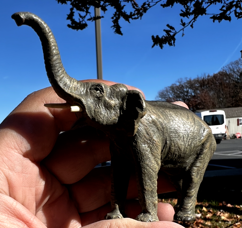 Large Antique Austrian Vienna Cold Painted Bronze Figure of Elephant0