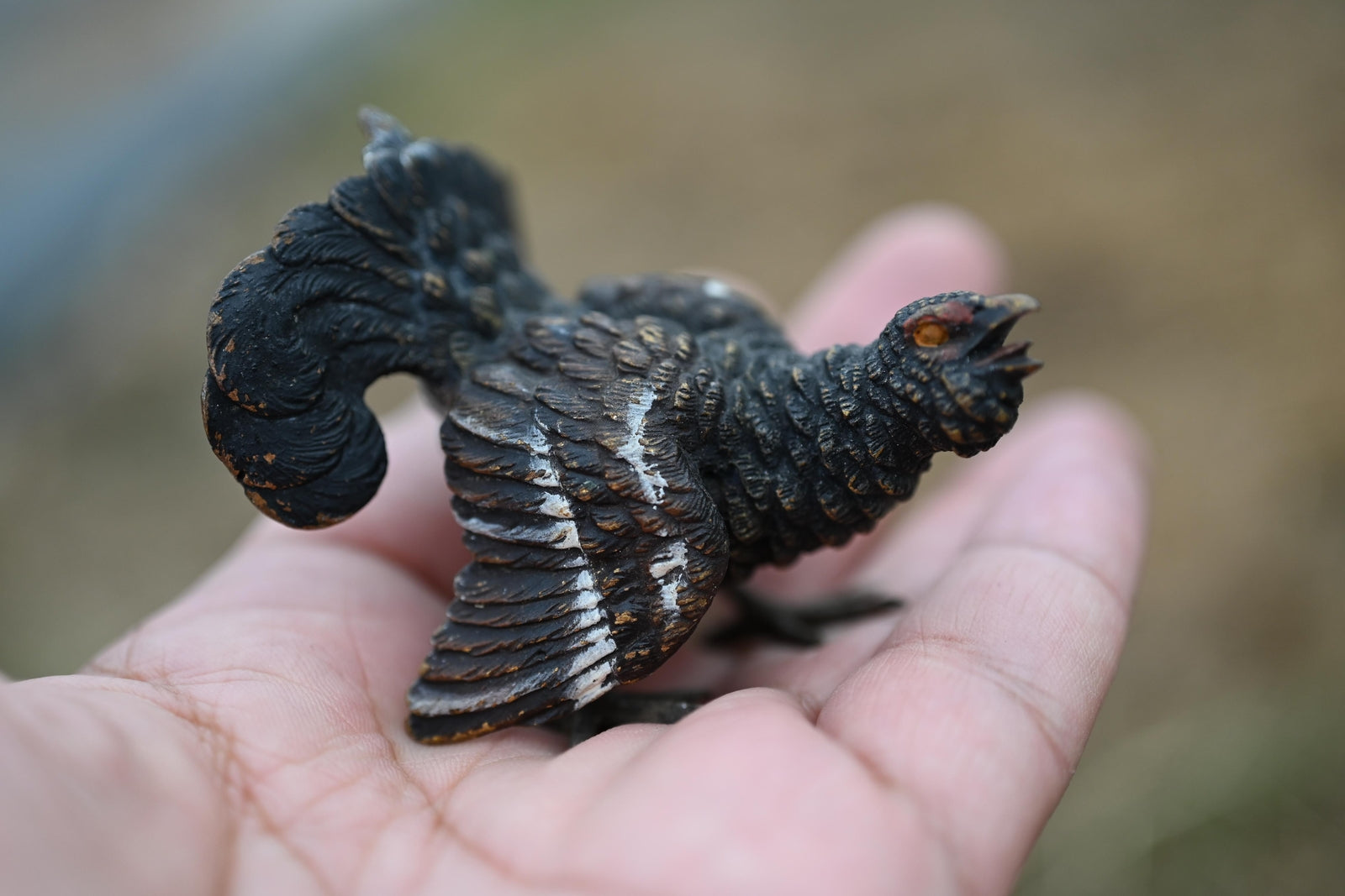 Extremely Detail Antique Cold Painted Austrian Vienna Bronze of a Wild Turkey3