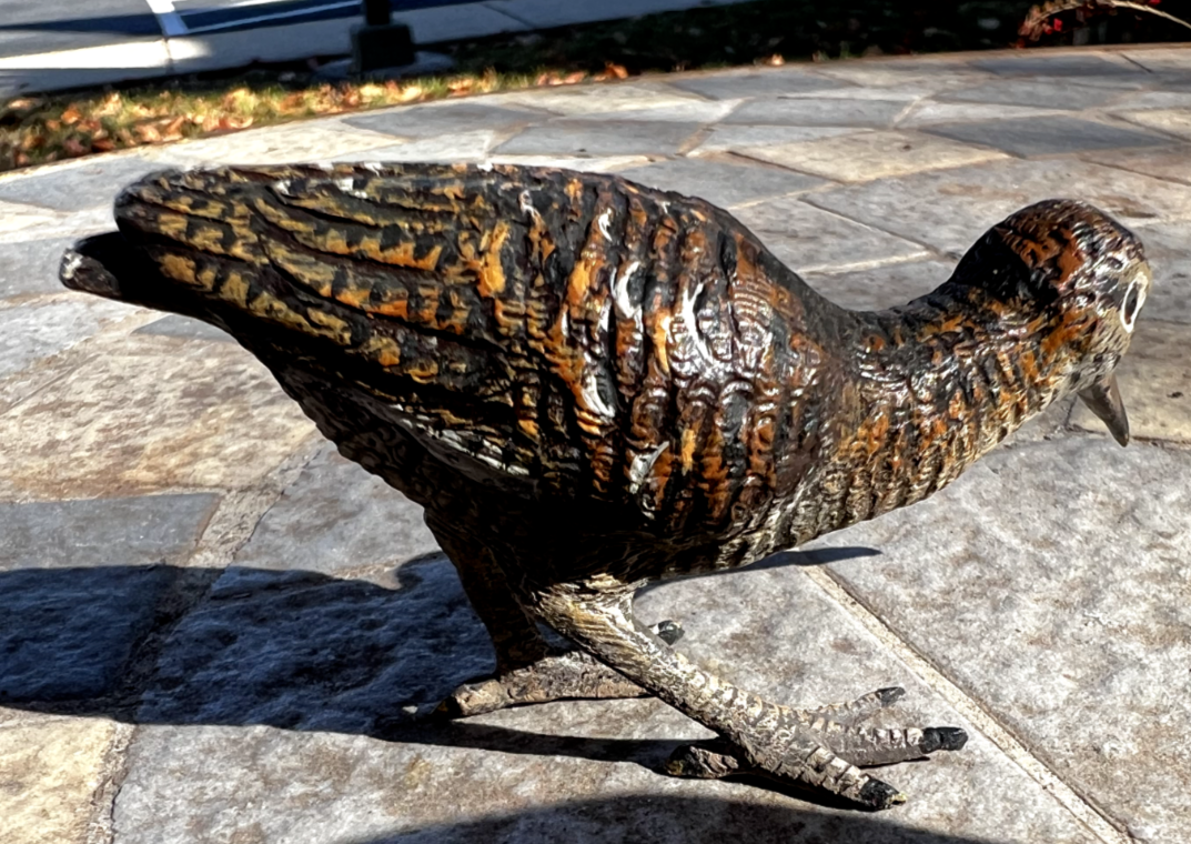 Antique Austrian Vienna Cold Painted Bronze Figure of Eurasian Woodcock2