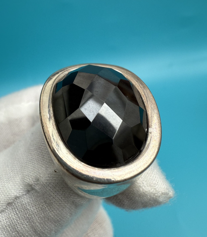 Vintage Robert Lee Morris Studio Sterling Silver Ring w/ Faceted Black Onyx 1