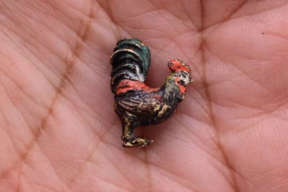 Very Tiny Antique Austrian Vienna Cold Painted Bronze Figure of Miniature Roost1