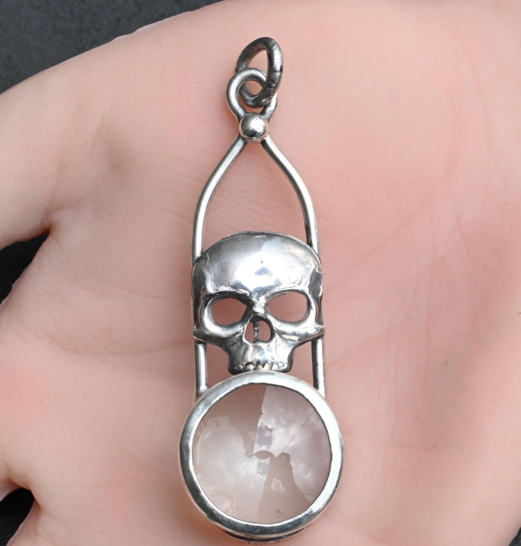 Vintage Signed Sterling Silver Southwest Jewelers 10X Loupe with Skull Motif0