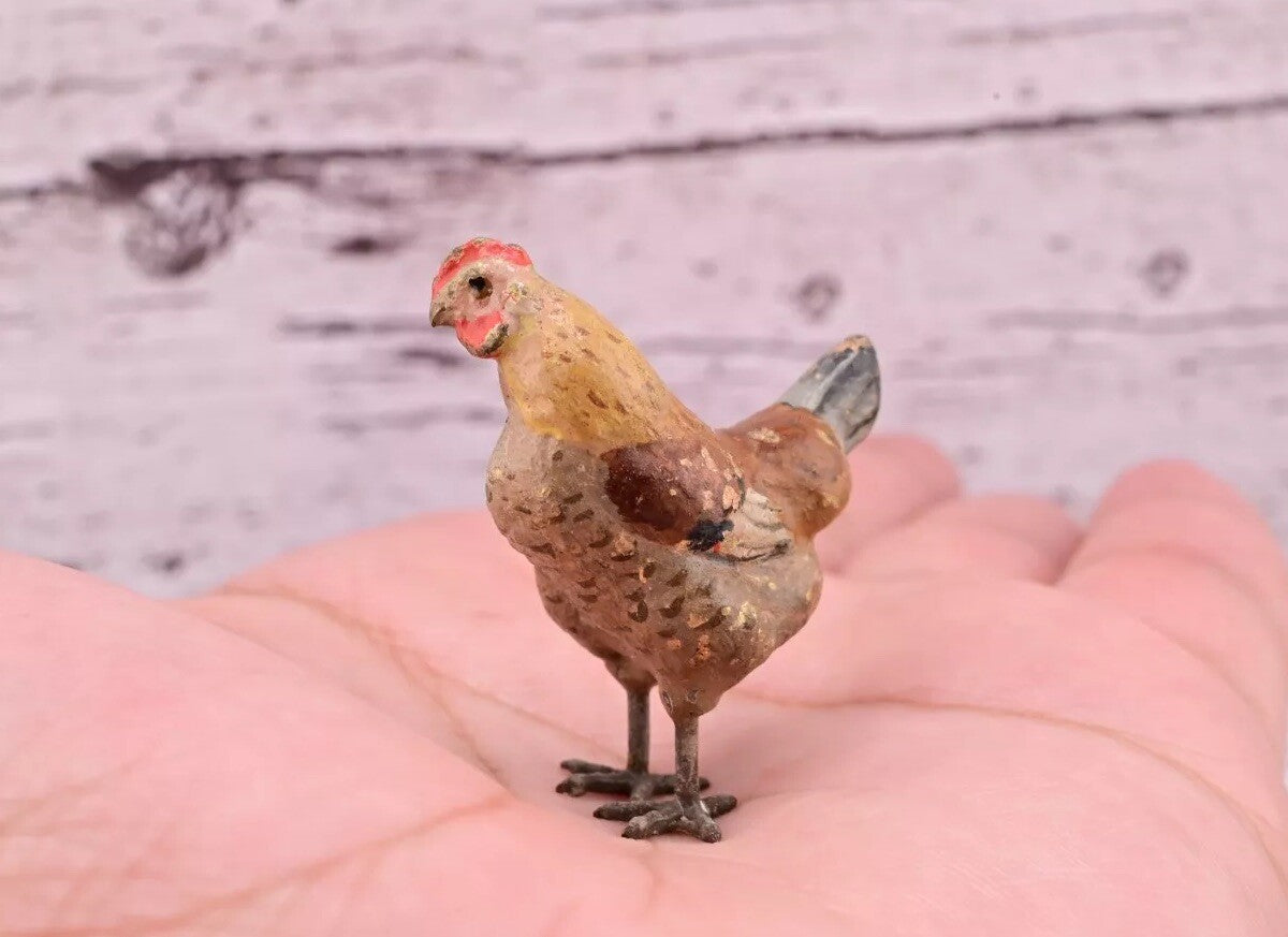 Attractive Antique Austrian Vienna Cold Painted Bronze Figure of Brown Hen2