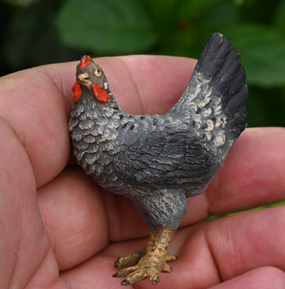 Lovely Antique Austrian Vienna Cold Painted Bronze Figure of Gray Hen / Chicken7
