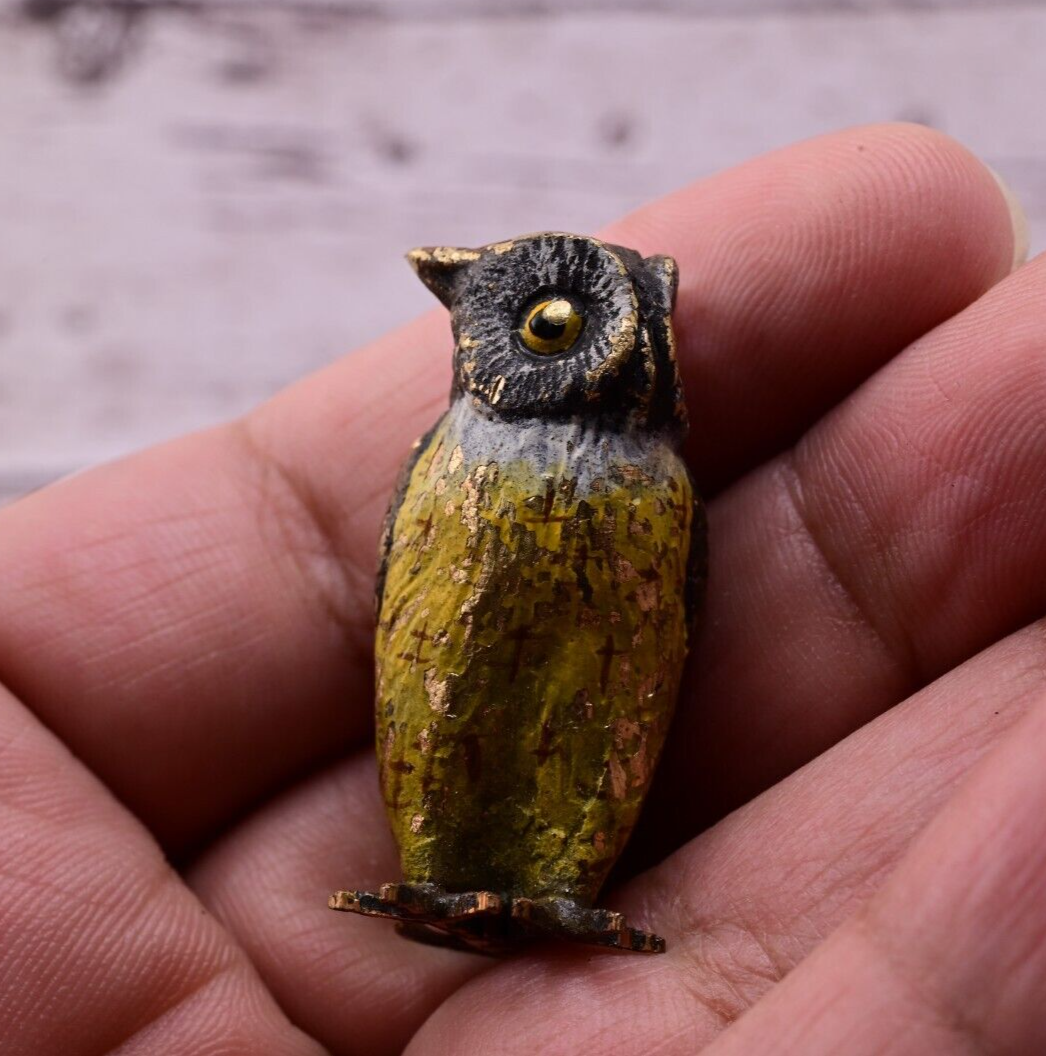 High Quality Antique Austrian Vienna Cold Painted Bronze Figure of Owl7