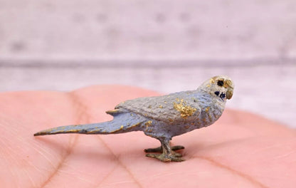 Lovely Antique Austrian Vienna Cold Painted Bronze Figure of Gray Blue Parakeet6
