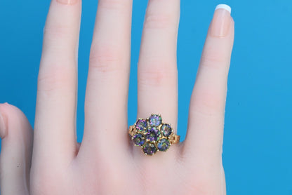 Gorgeous Mystic Fire Topaz Gemstone Floral Design 10K Yellow Gold Ring3