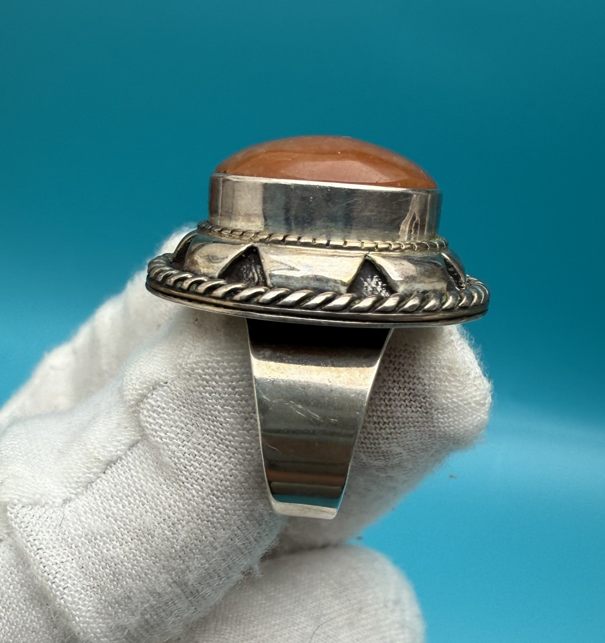 Original CAROLYN POLLACK Agate Carnelian Cabochon Sterling Silver Ring 3