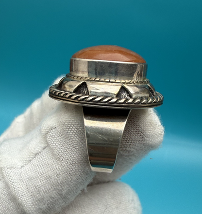 Original CAROLYN POLLACK Agate Carnelian Cabochon Sterling Silver Ring 3