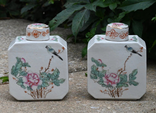 Rare 1900s Chinese Famille Rose Porcelain Tea Containers By Huacha Co. *Marked*0