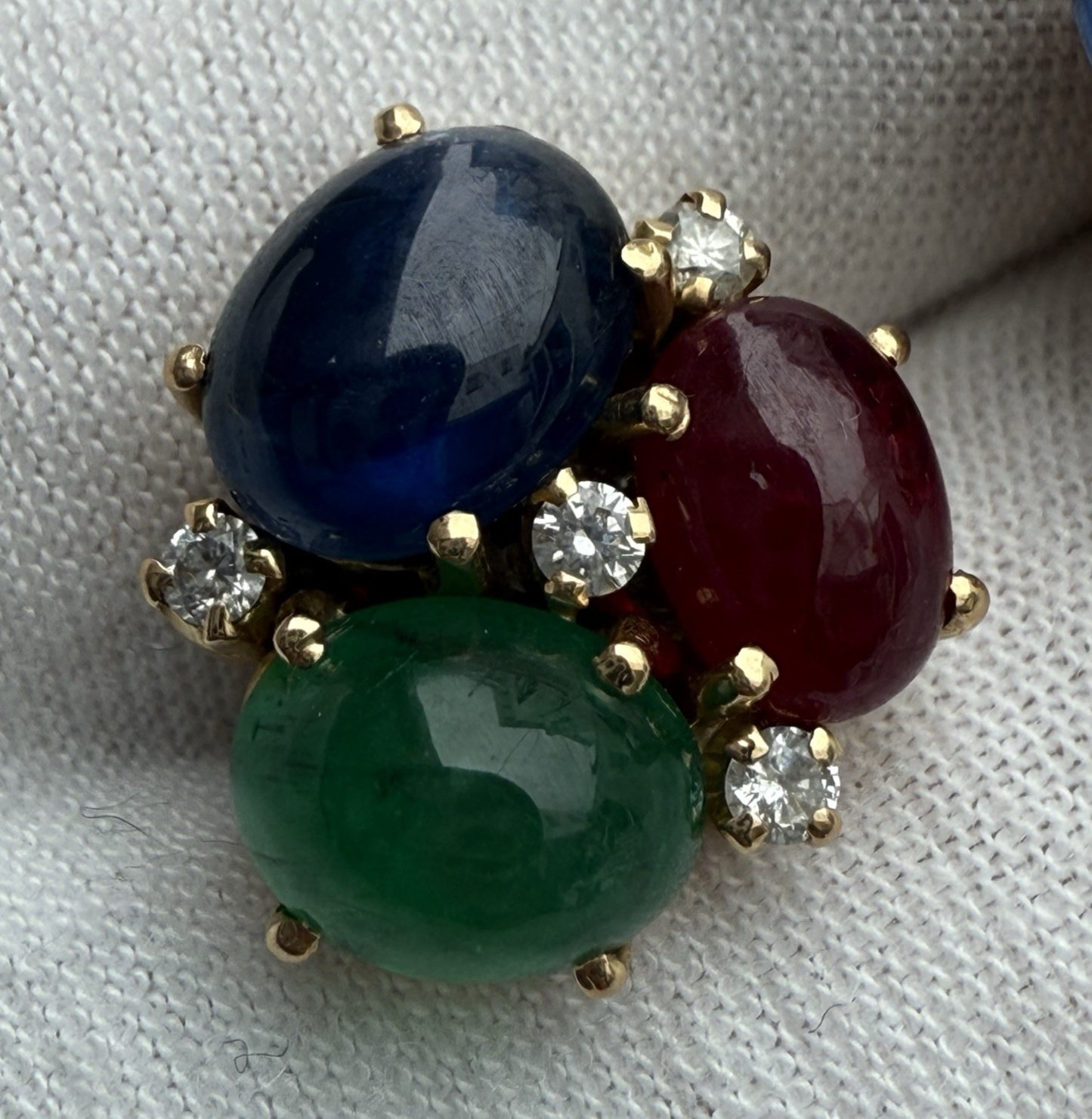 Stunning 18k Yellow Gold Bubble Earring W/ Natural Emerald, Sapphire & Rubies14