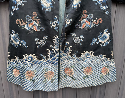 Early Antique Qing Dynasty Chinese Silk Embroidery Robe Butterflies & Flowers17
