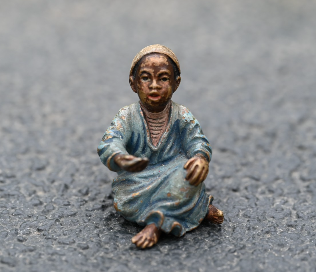 Detailed Antique Austrian Vienna Cold Painted Bronze Figure of Young Arab Child1