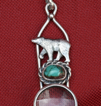 Cool Design Sterling Silver Southwest Jewelers Loupe W/ Turquoise & Bear3