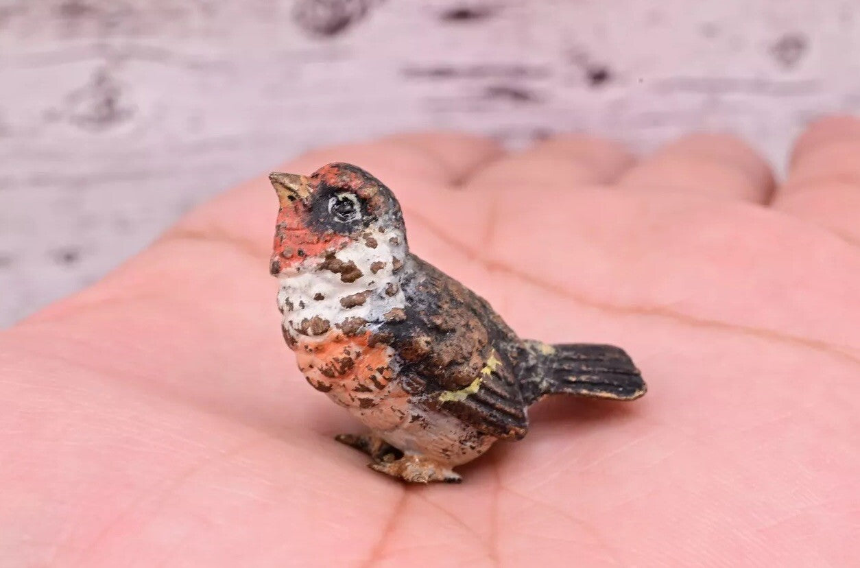 Amazing Antique Austrian Vienna Cold Painted Bronze Figure of Goldfinch3