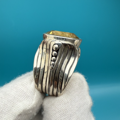 Gorgeous Vintage Elizabeth Rand Sterling Silver Ring w/ Canary Yellow Citrine4