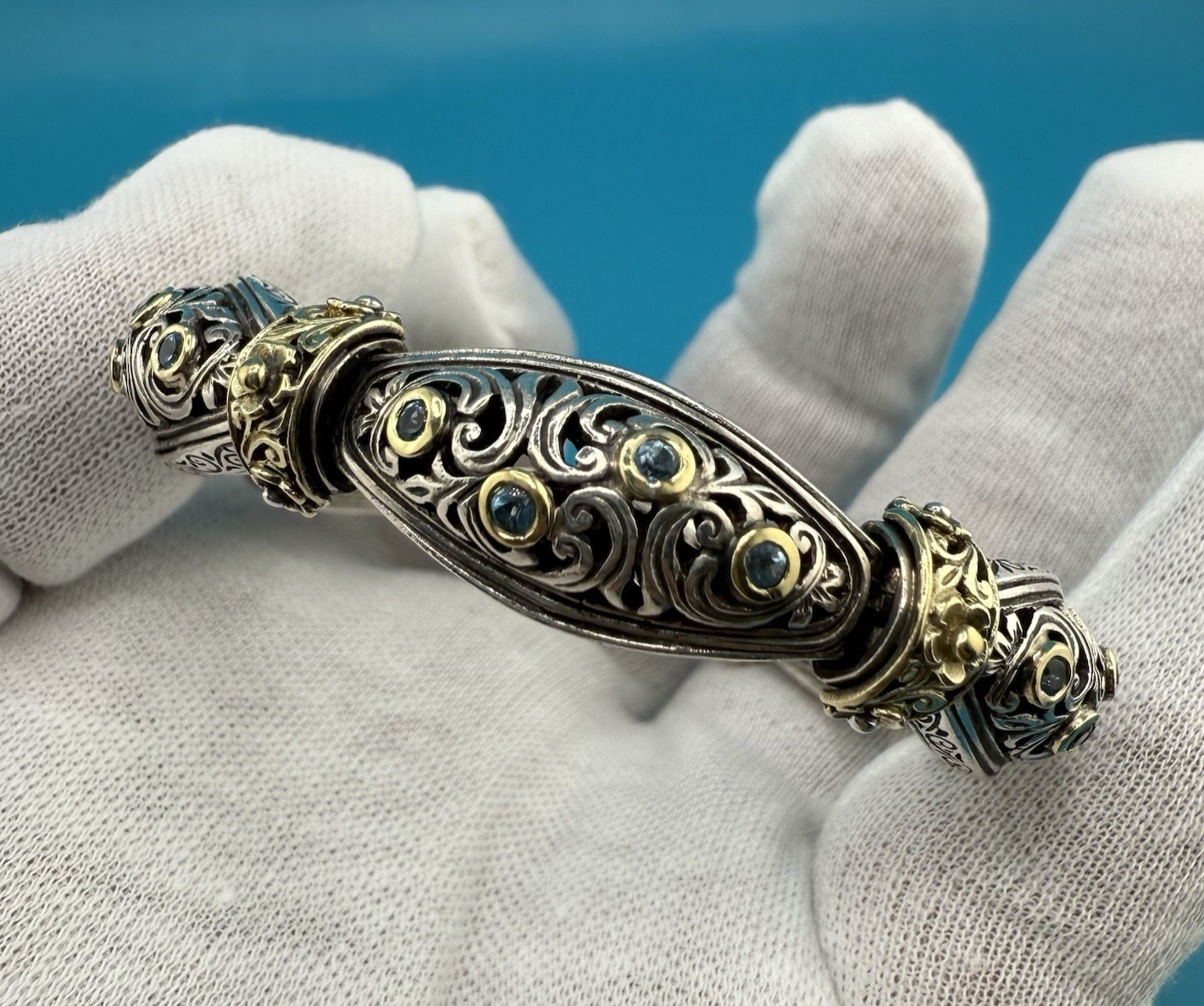 Stunning & Original Konstantino 750 (18K) & Sterling Bracelet with Blue Topaz6