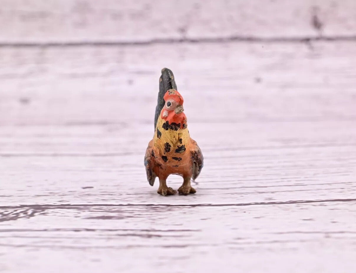 Original Miniature Antique Austrian Vienna Cold Painted Bronze Cute Rooster12