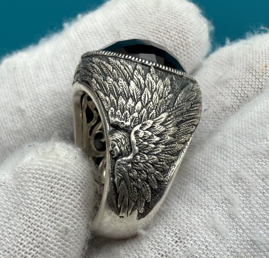Amazing Designer Scott Kay Sterling Silver Ring w/ Faceted Black Onyx Gemstone5