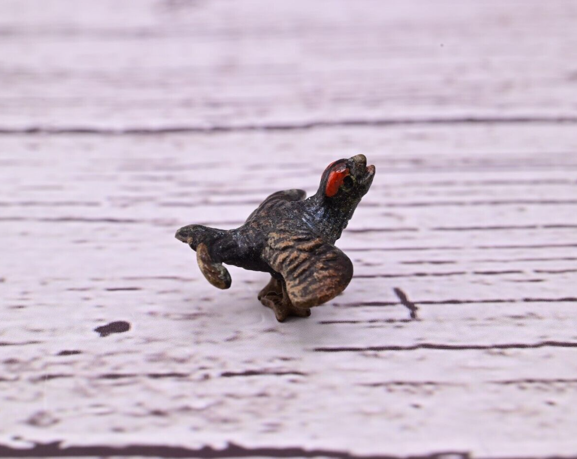 Extremely  Small Antique Cold Painted Austrian Vienna Bronze of a Turkey1