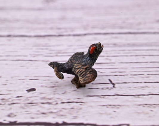 Extremely  Small Antique Cold Painted Austrian Vienna Bronze of a Turkey1