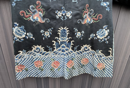 Early Antique Qing Dynasty Chinese Silk Embroidery Robe Butterflies & Flowers3