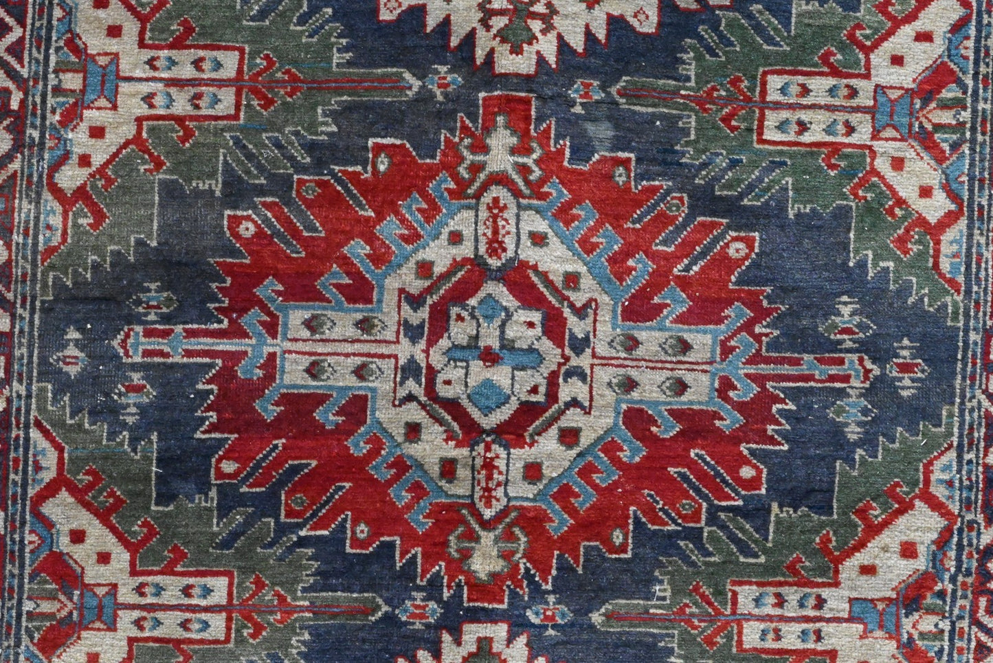 Gorgeous Handmade Mid - 20th Century Caucasian Kazak 6' x 4' Area Rug1