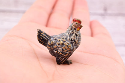 Early Antique Austrian Vienna Cold Painted Bronze Figure of Miniature Gray Hen2