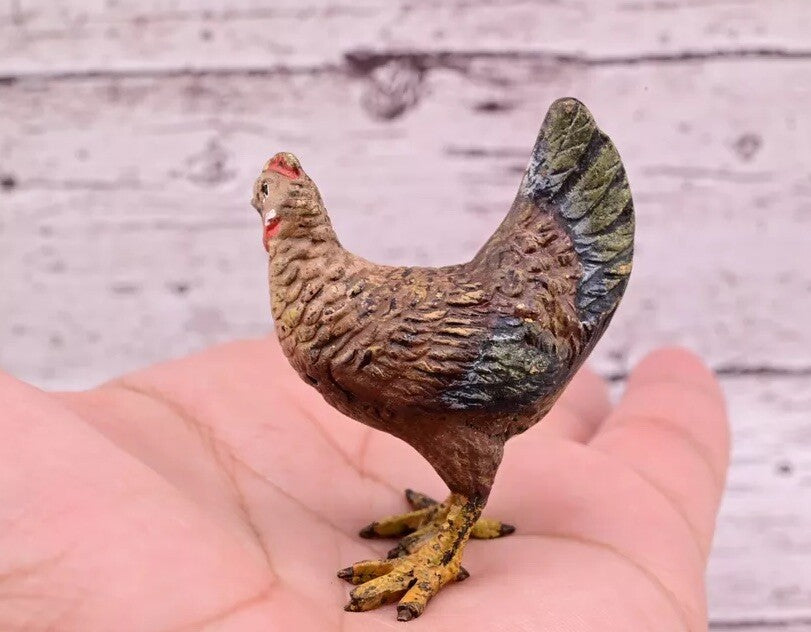 Original High Quality Antique Austrian Vienna Cold Painted Bronze of Hen5