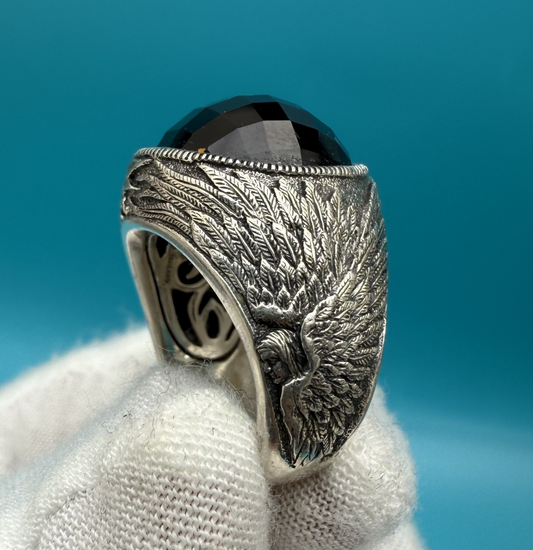 Amazing Designer Scott Kay Sterling Silver Ring w/ Faceted Black Onyx Gemstone0