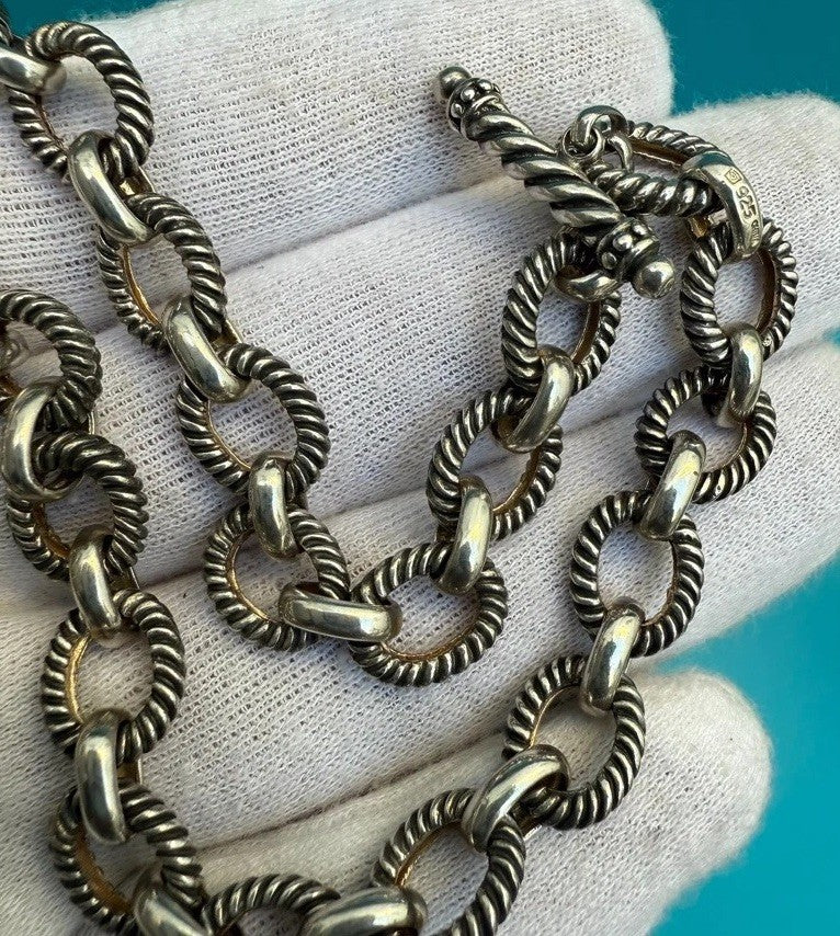 Well Made & Sturdy Vintage Chinese Sterling Silver Chain Necklace #25