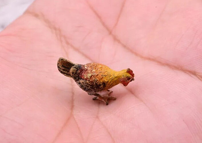 Super Cute Antique Austrian Vienna Cold Painted Bronze Figure of Chicken5