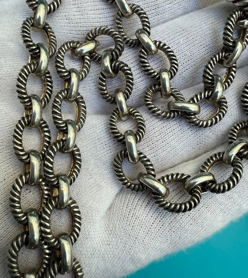 Well Made & Sturdy Vintage Chinese Sterling Silver Chain Necklace #23