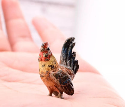 Original & Beautiful Antique Austrian Vienna Cold Painted Bronze of Tiny Rooster6