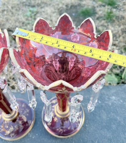 Stunning Antique 19th C. Bohemian Moser Art Glass Lustres in Ruby Ruby Color9