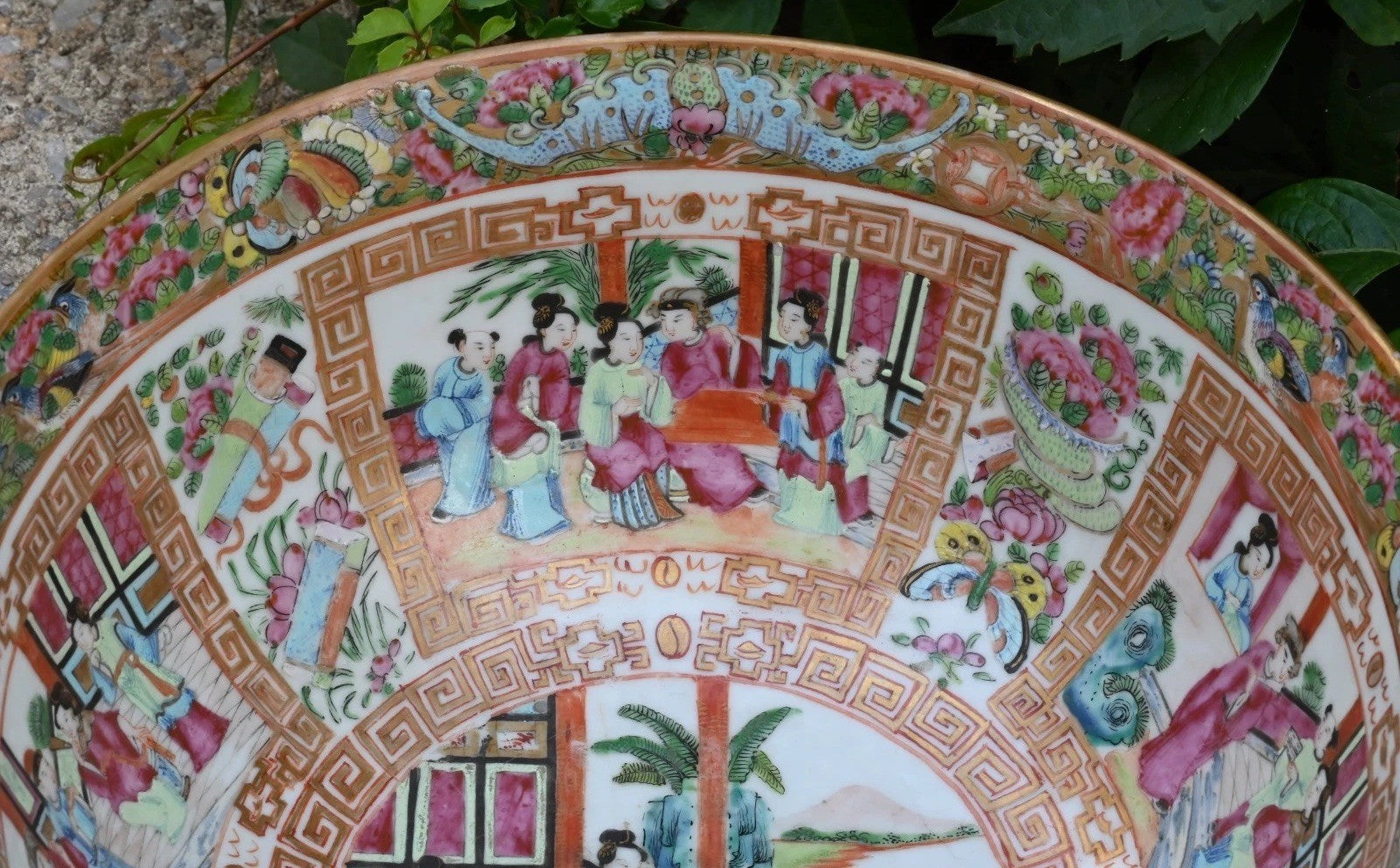 Genuine Chinese Antique 19th C. Hand Painted Rose Medallion Porcelain Punch Bowl2